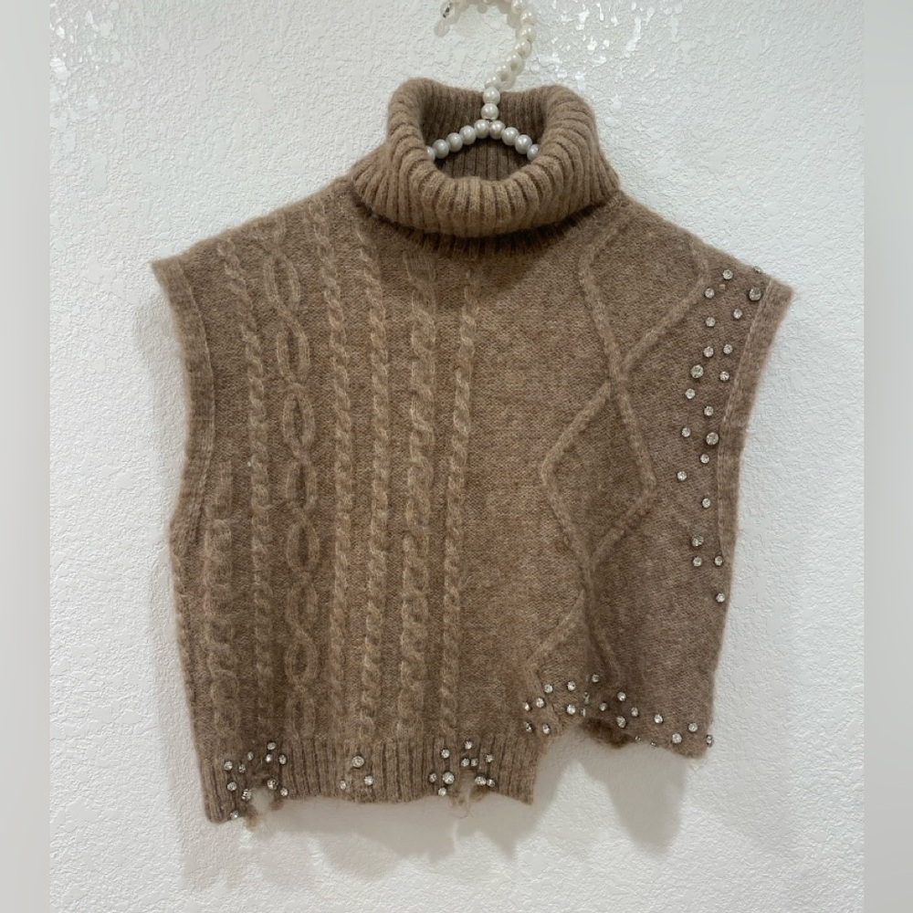 Zara embellished crop knit vest size S NWT - Picture 4 of 8